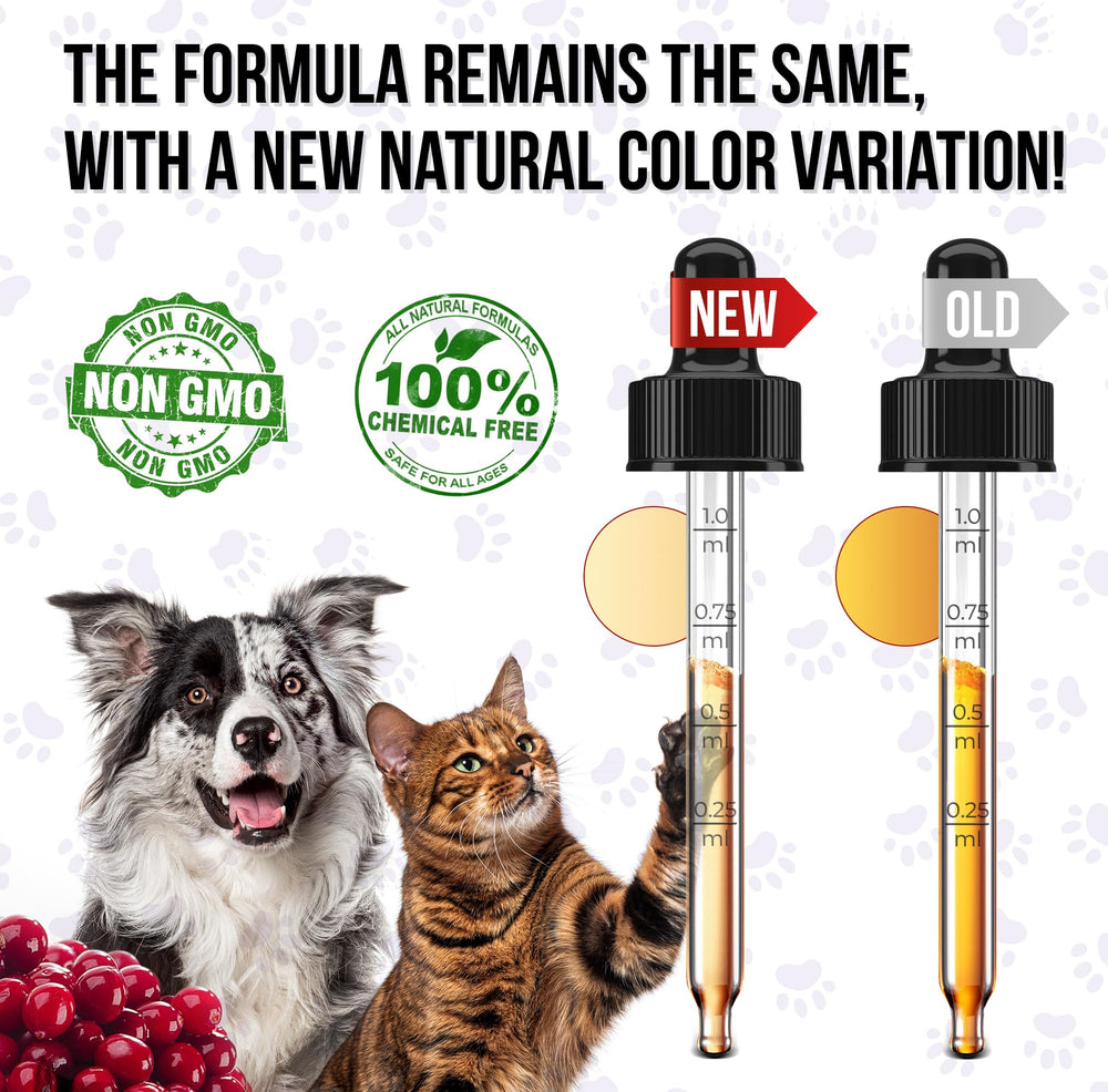 Golden Paw dropper dispensing multivitamin drops into food