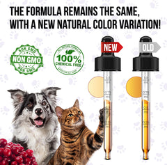 Golden Paw dropper dispensing multivitamin drops into food