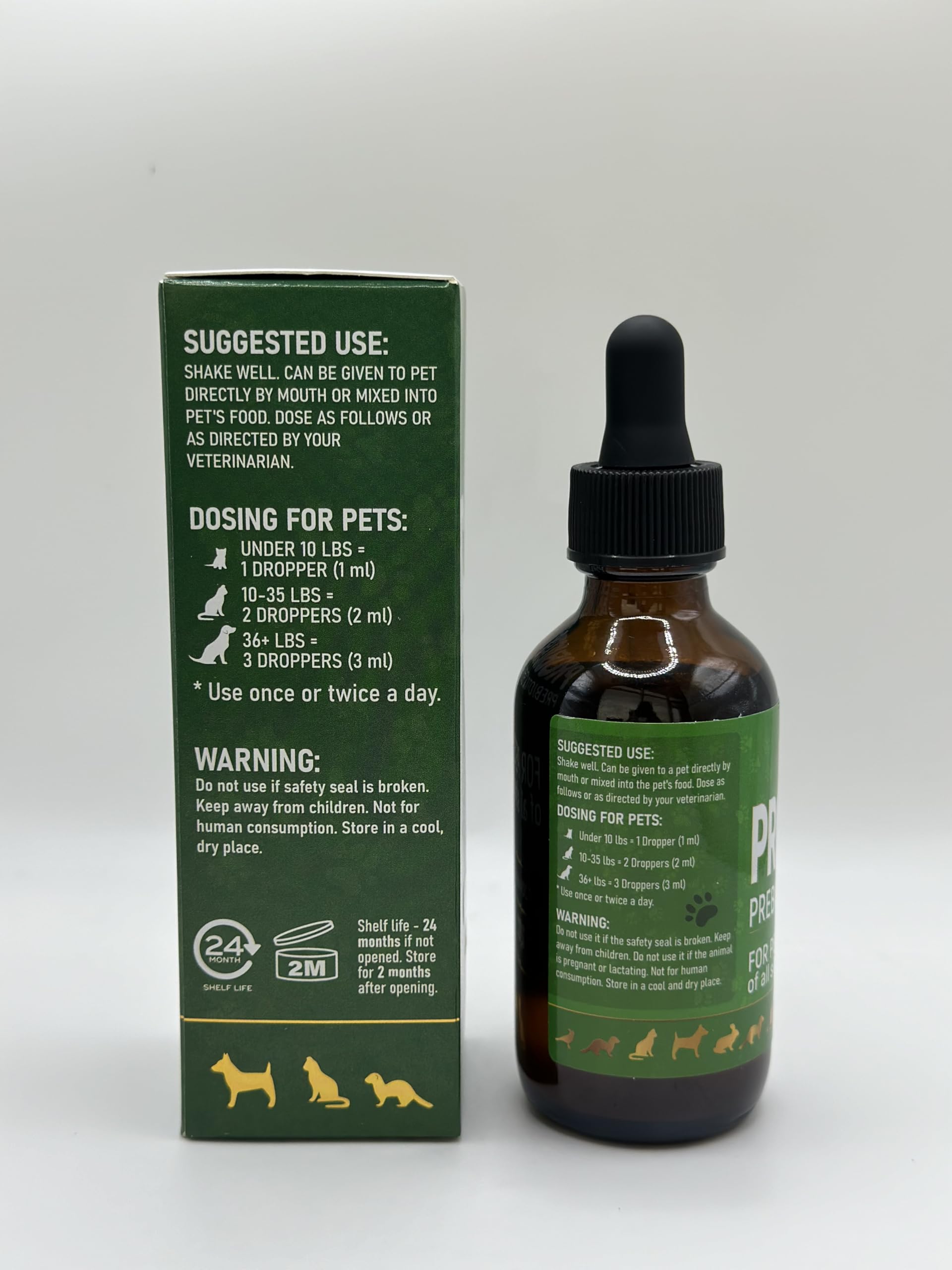 Golden Paw two-ounce bottle designed for convenient home dosing