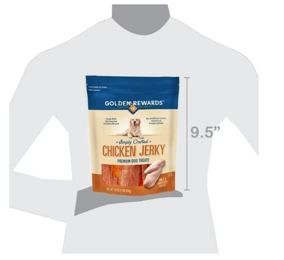 Golden Rewards ingredient-list close-up confirms three-ingredient formula for simple treats.