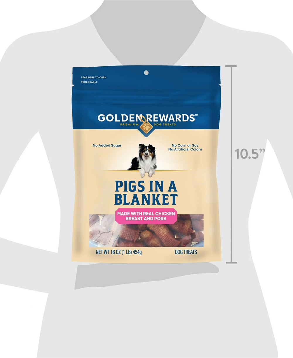 Golden Rewards pigs-in-a-blanket no-artificial-colors-flavors highlight natural ingredients.