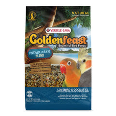 Goldenfeast VL Patagonian Blend bag side view highlighting foraging-friendly ingredients for birds.