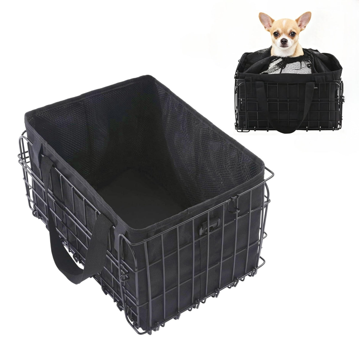 GoldToolSet bike basket front view showcases durable 3mm wire construction for reliability.