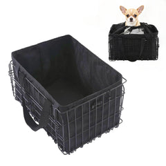 GoldToolSet bike basket front view showcases durable 3mm wire construction for reliability.