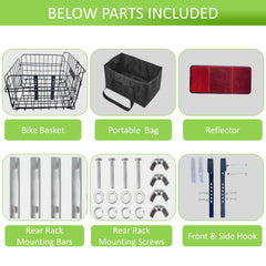 GoldToolSet bike basket rear view highlights removable liner for versatile travel.