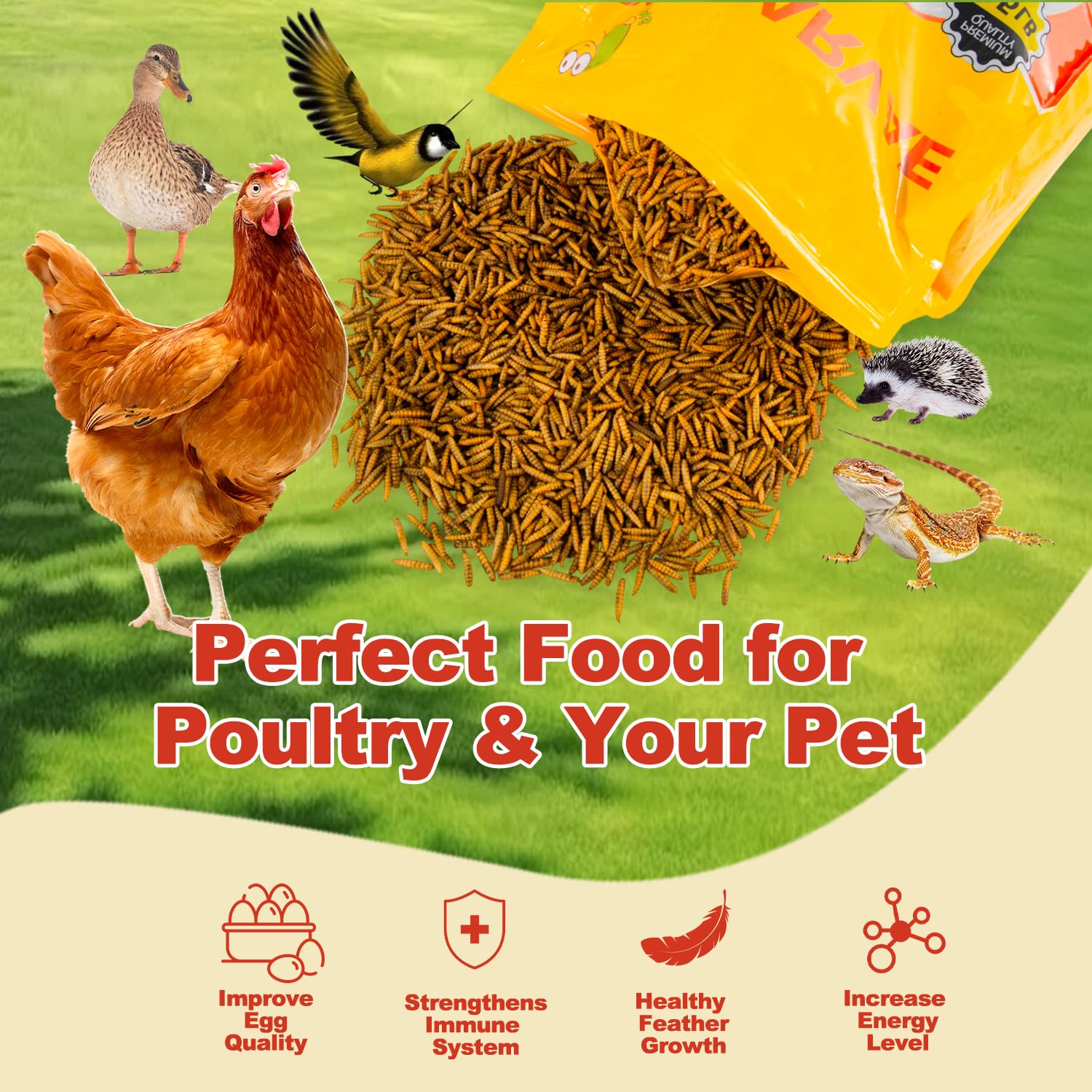GoldWORMS sustainability shot highlights waste-to-feed benefits for the environment.