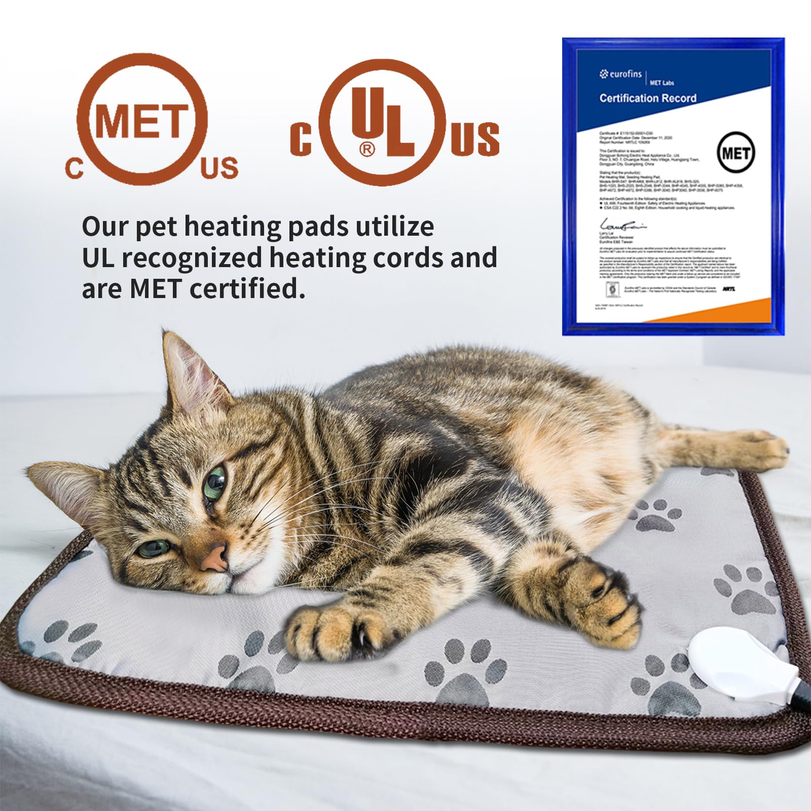 GOLOPET cat heating pad round power-line protection tube guards the cord.