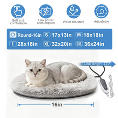 GOLOPET cat heating pad round 16in control interface shows easy temperature adjustments for pets