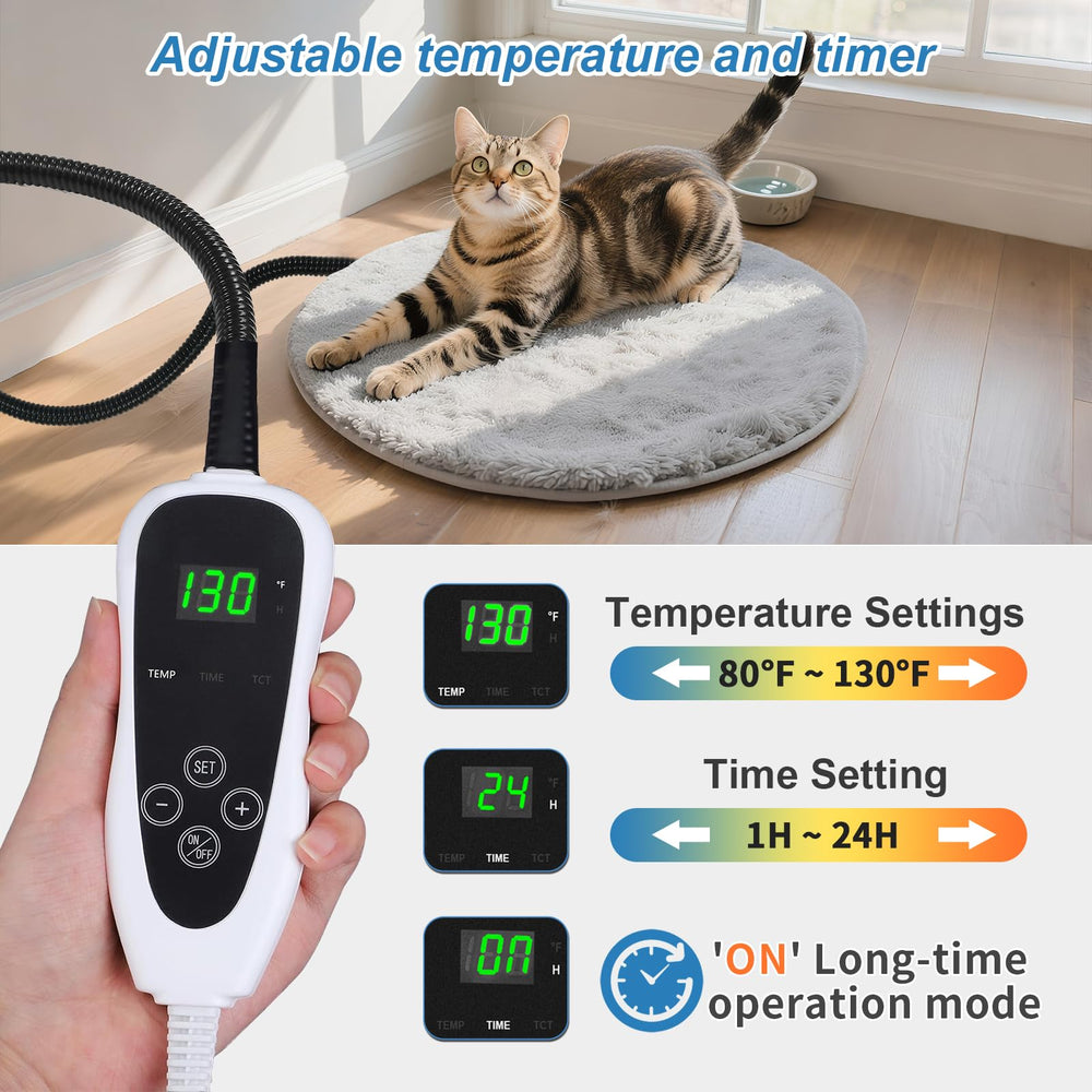 GOLOPET cat heating pad round 16in power protection tube highlights durable power connection