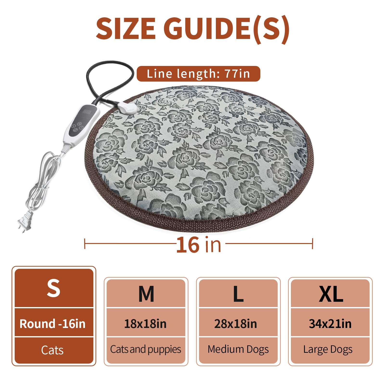 GOLOPET cat heating pad round with power-line protection tube reduces cord hazard.