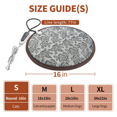 GOLOPET cat heating pad round with power-line protection tube reduces cord hazard.