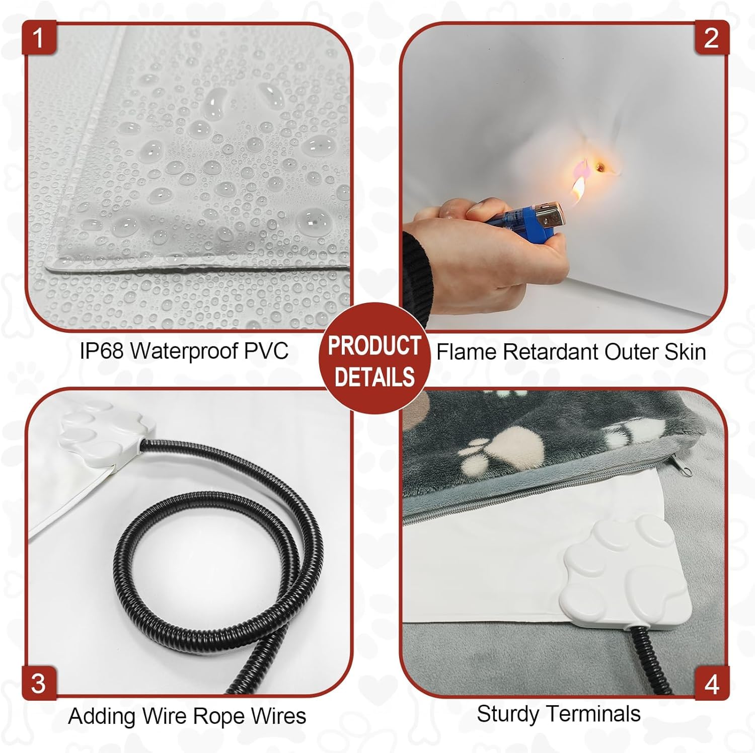 GOLOPET plush paw-print cover detail adding cozy warmth and easy cleaning