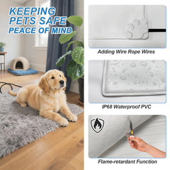 GOLOPET dog heating pad shows reinforced cable protection tube to deter pet bites.