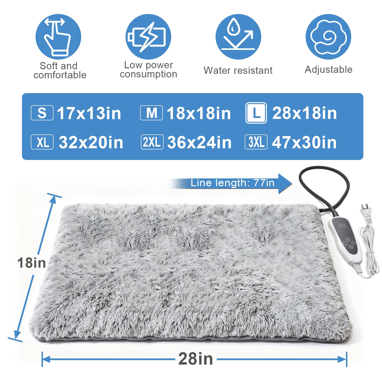 GOLOPET dog heating pad features a smart thermostat switch for adjustable warmth.