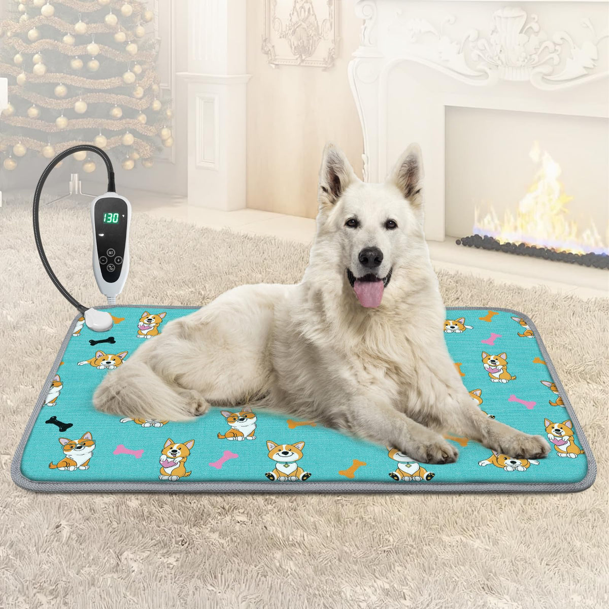 GOLOPET heating pad 34x21in size provides roomy warmth for large dogs.