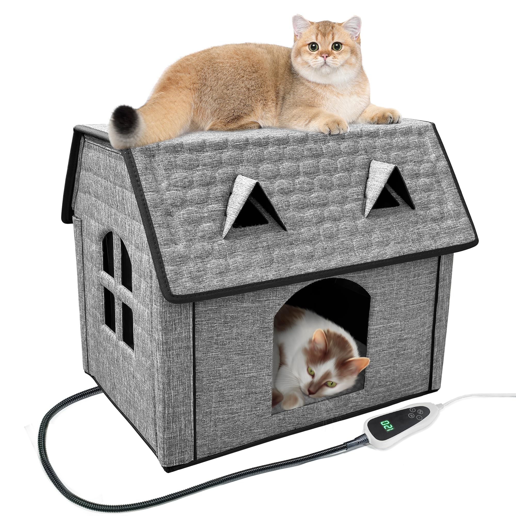 GOLOPET Indoor Heated Cat House front view shows a warm shelter for small and medium cats.