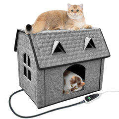 GOLOPET Indoor Heated Cat House front view shows a warm shelter for small and medium cats.