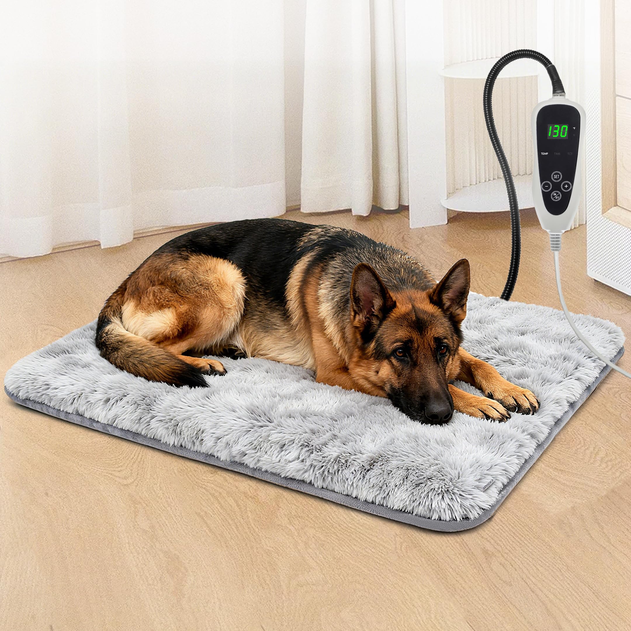 GOLOPET large dog heating pad with thermostat switch providing precise warmth.