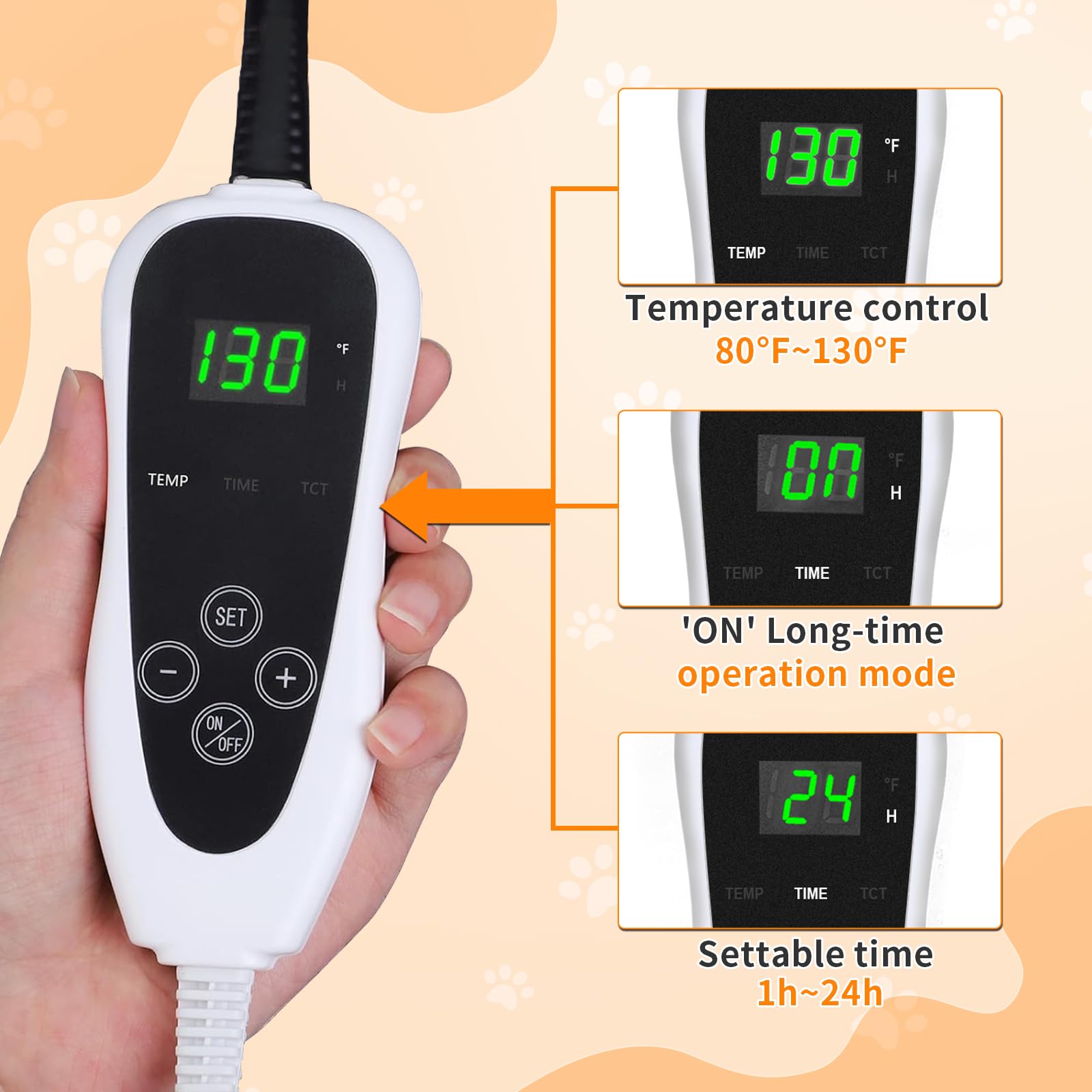 GOLOPET heating pad with cable buckle protection keeps the cord safe