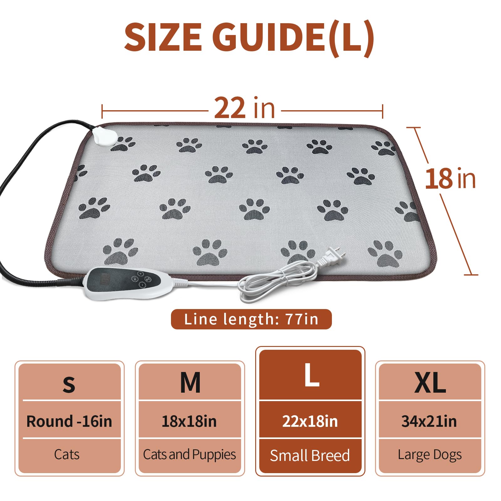GOLOPET heating pad thermostat control close-up shows precise temperature adjustment