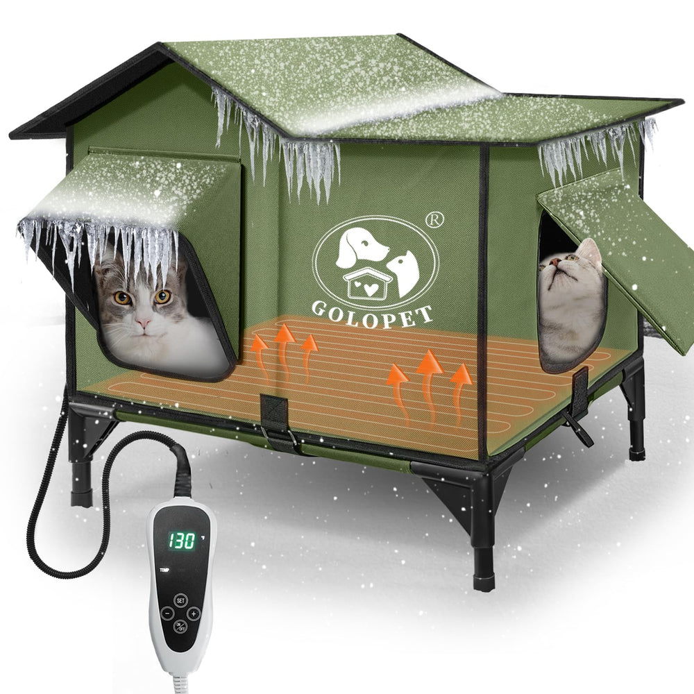 GOLOPET outdoor cat house structure shows rugged, weather-ready shelter design.