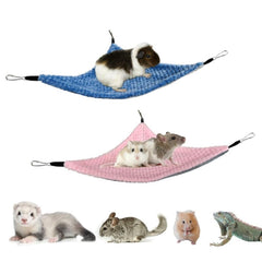 GOMICRAFT hanging corner hammock in blue and pink for cozy pet rest.