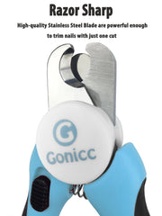 gonicc nail clippers with safety guard preventing overcutting during use.