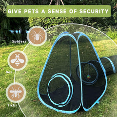 GONPETGP cat tunnel connected to tent enables longer exploration routes.