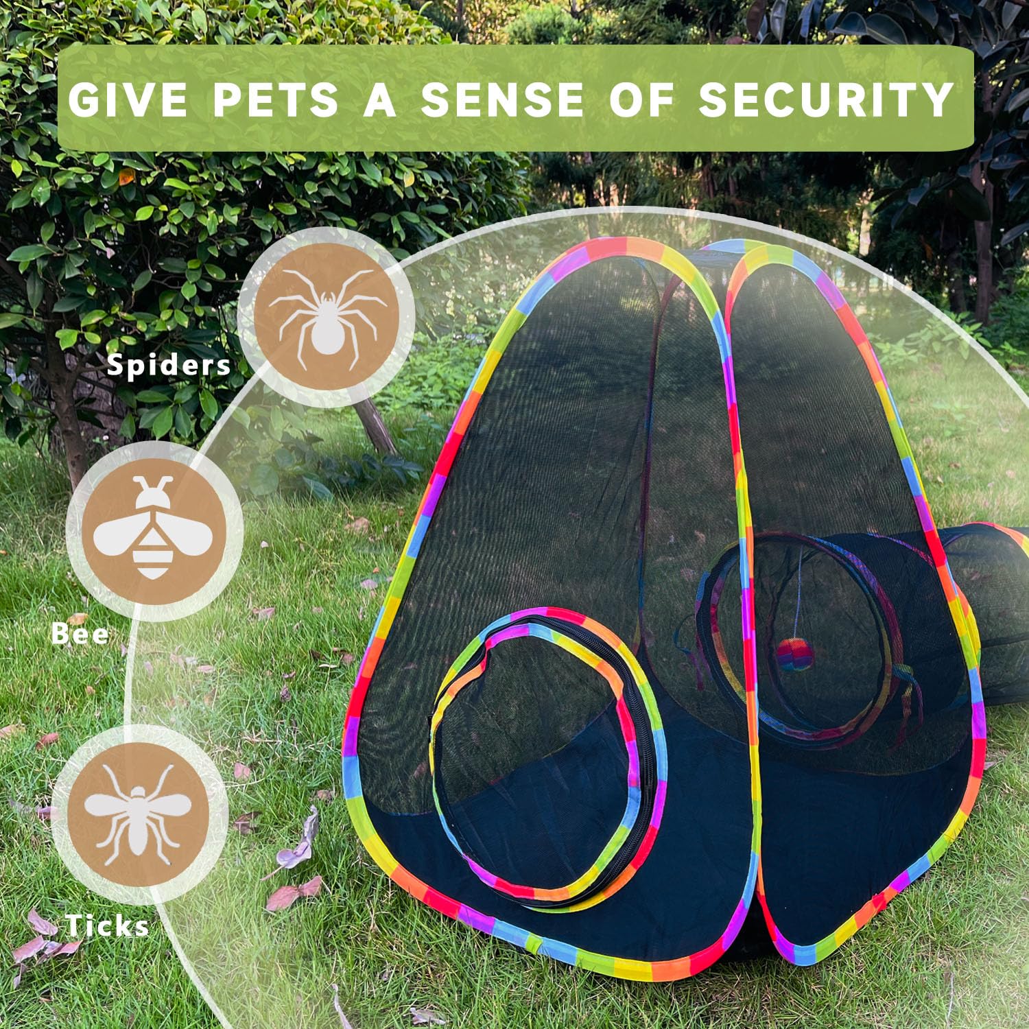 GONPETGP cat tunnel with zipper connects to tent for indoor-outdoor exploration.