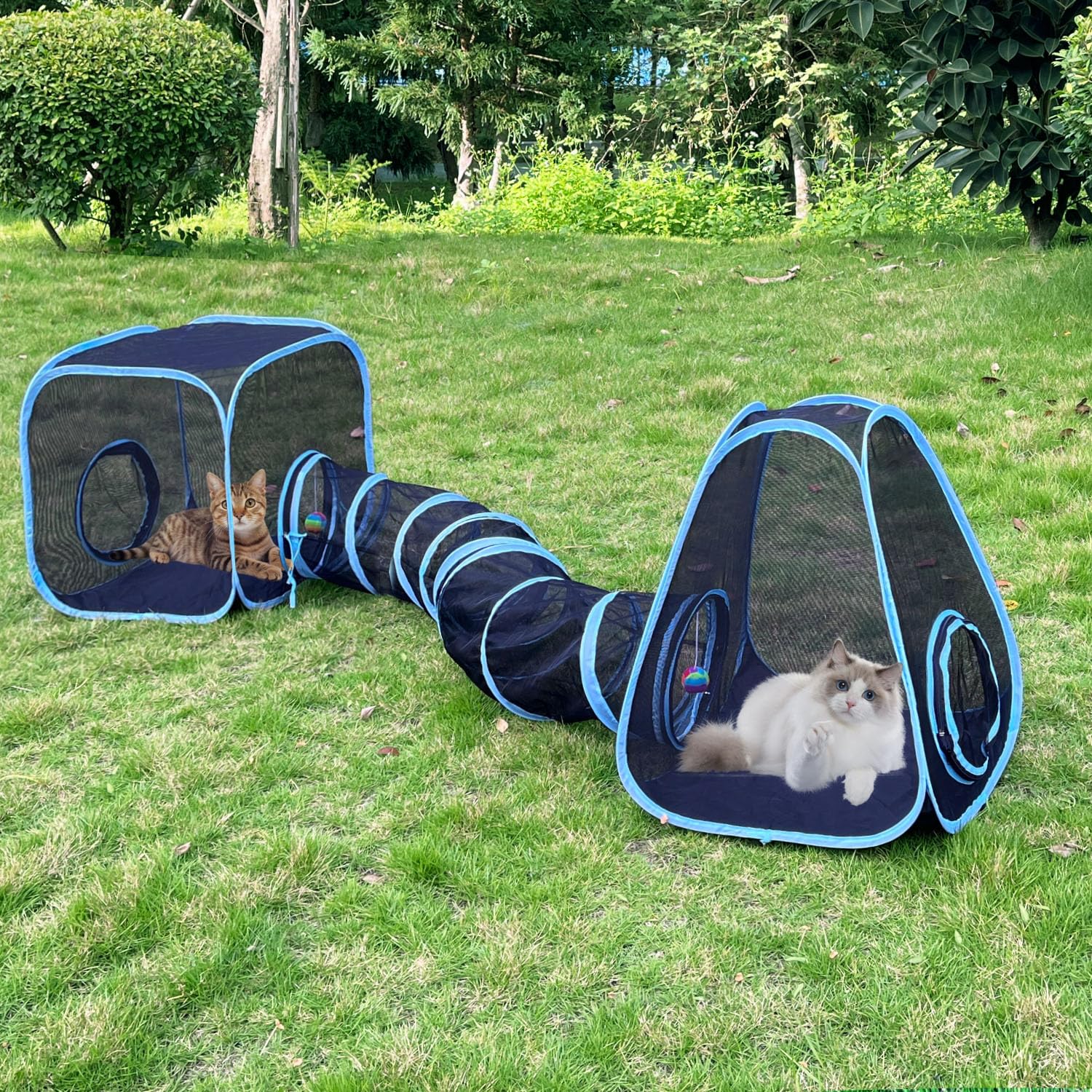 GONPETGP outdoor cat enclosure in yard offers safe, spacious play.