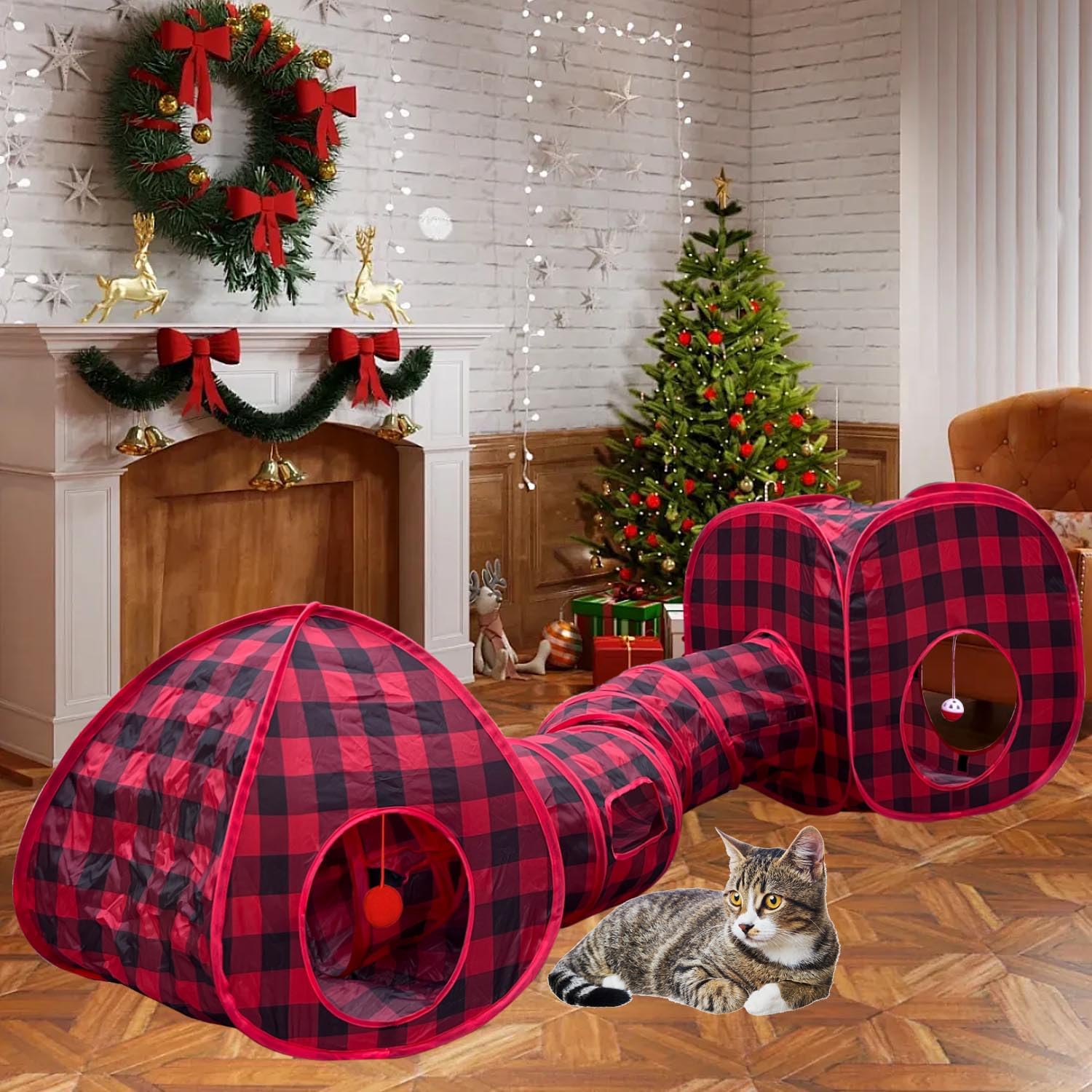 GONPETGP tunnel material: tear-resistant polyester for durability during frequent play.