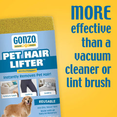 Gonzo Natural Magic Pet Hair Lifter works on clothing, helping clothes look fresh between washes.