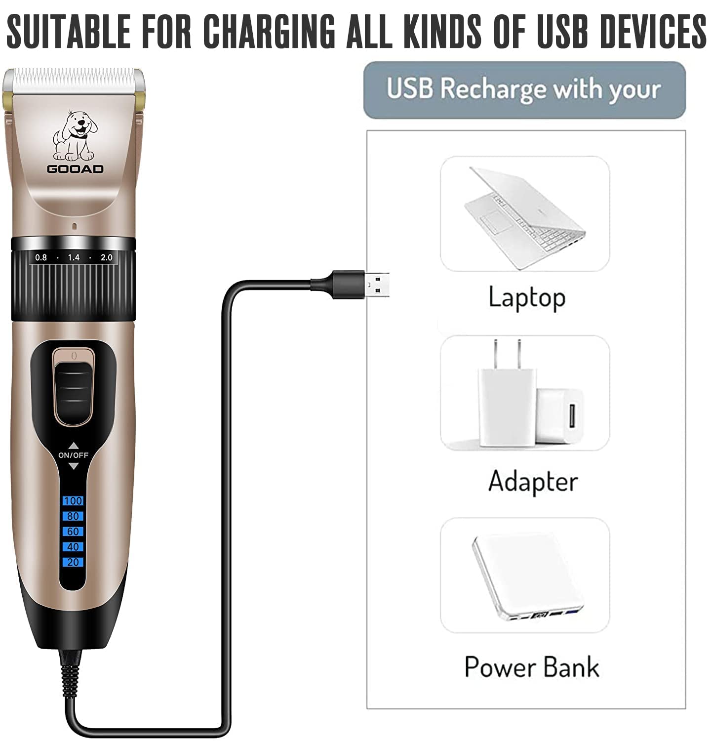 Gooad dog clippers 3-speed motor for versatile coat lengths
