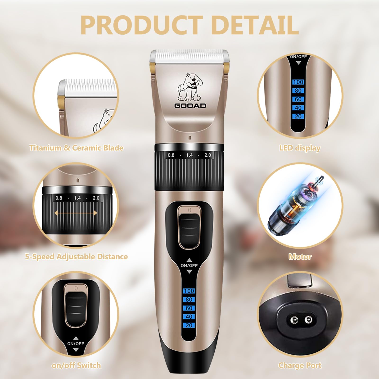 Gooad dog clippers attachments enhance versatility for different grooming needs.