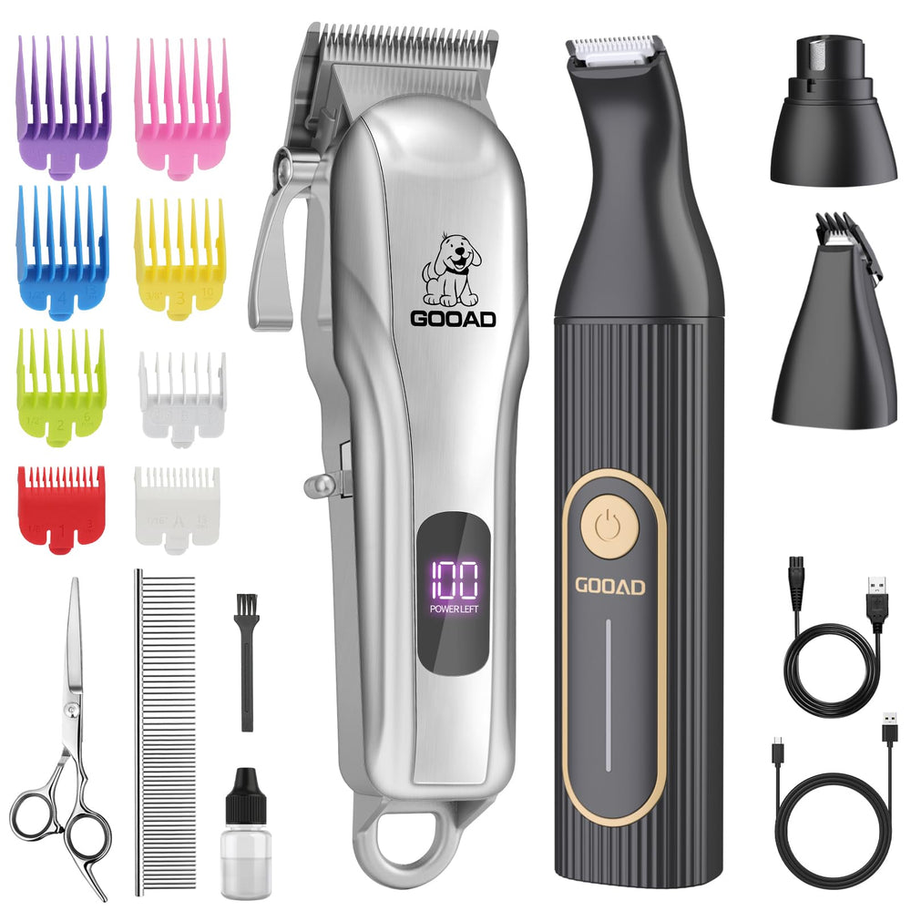 Gooad dog clippers complete kit shown for home grooming versatility