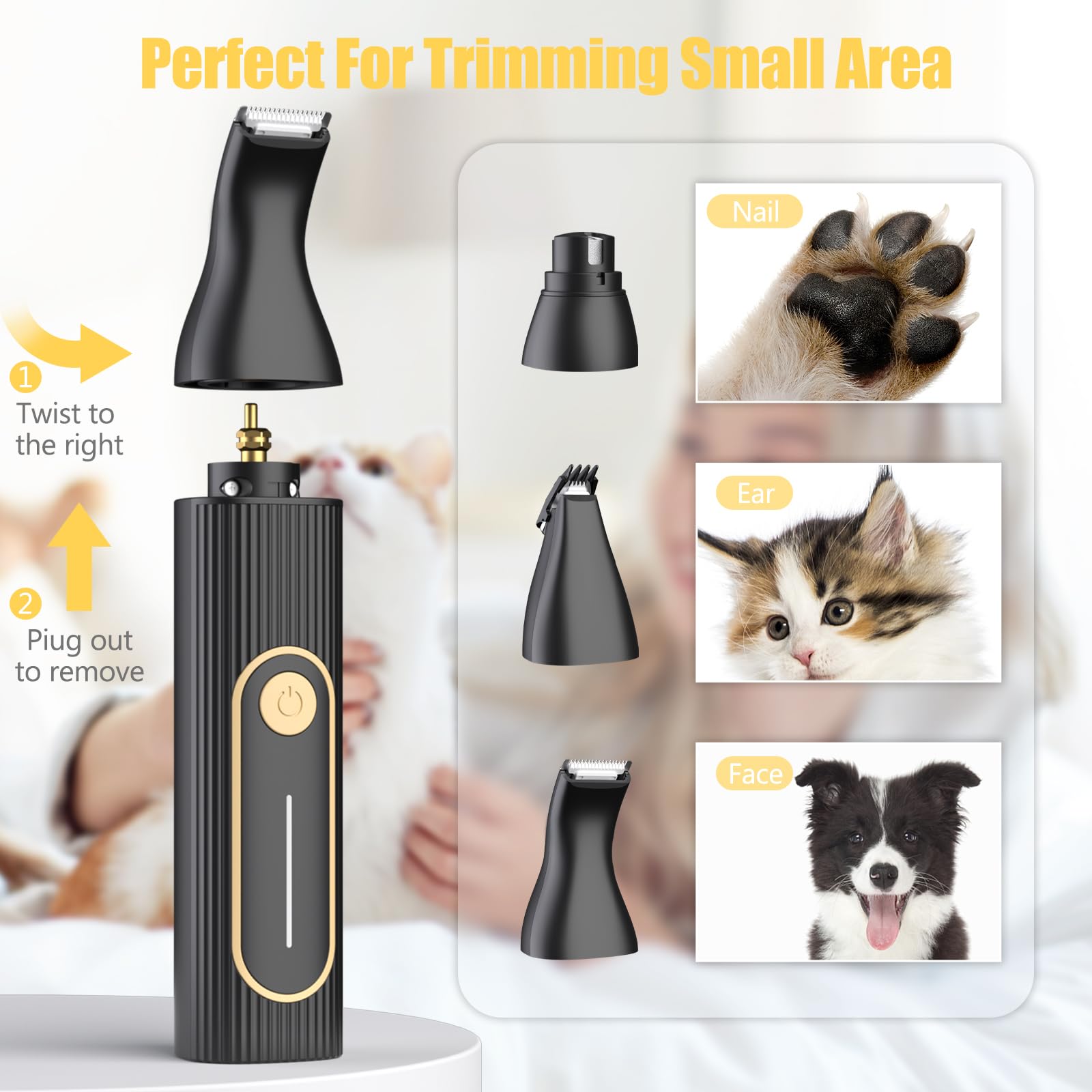 Gooad dog clippers LCD display shows battery and charging status