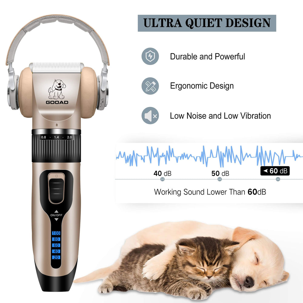 Gooad dog clippers low-noise operation under 60db for calmer sessions