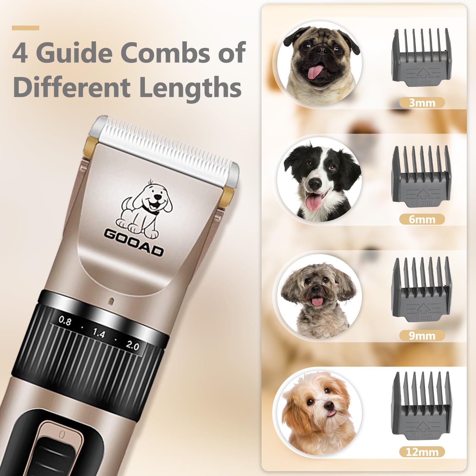 Gooad dog paw-trimmer area enables precise small-part grooming.