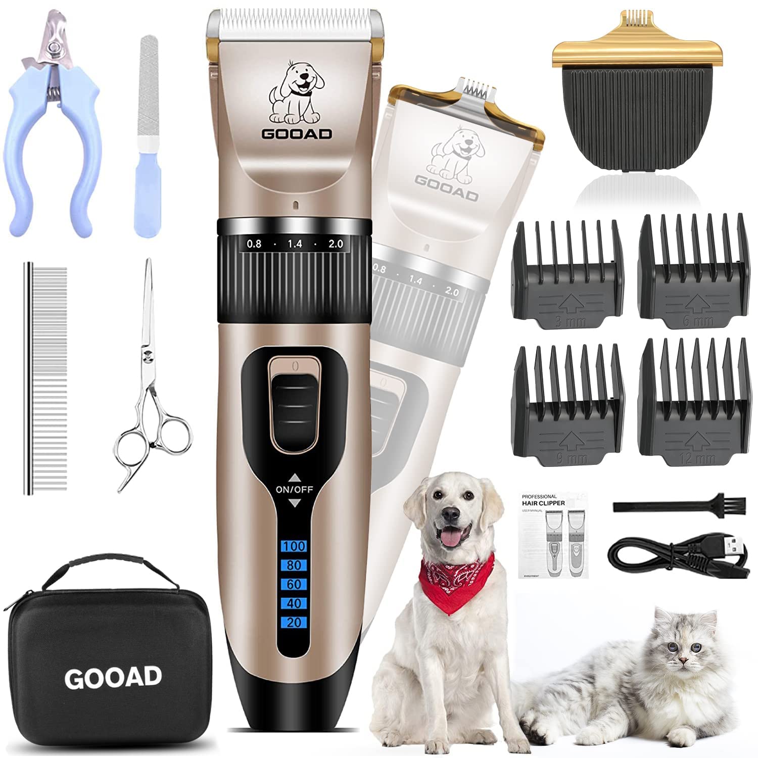 Gooad dog clippers wide blade for thick coats for efficient all-in-one grooming