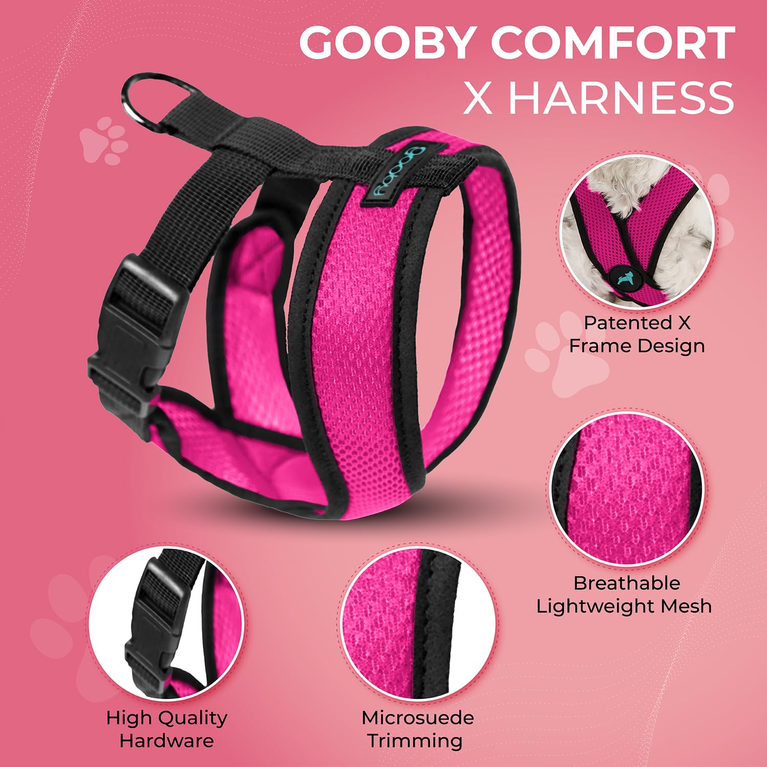 Gooby Comfort X Flamingo Pink chest measurement helps ensure best fit.