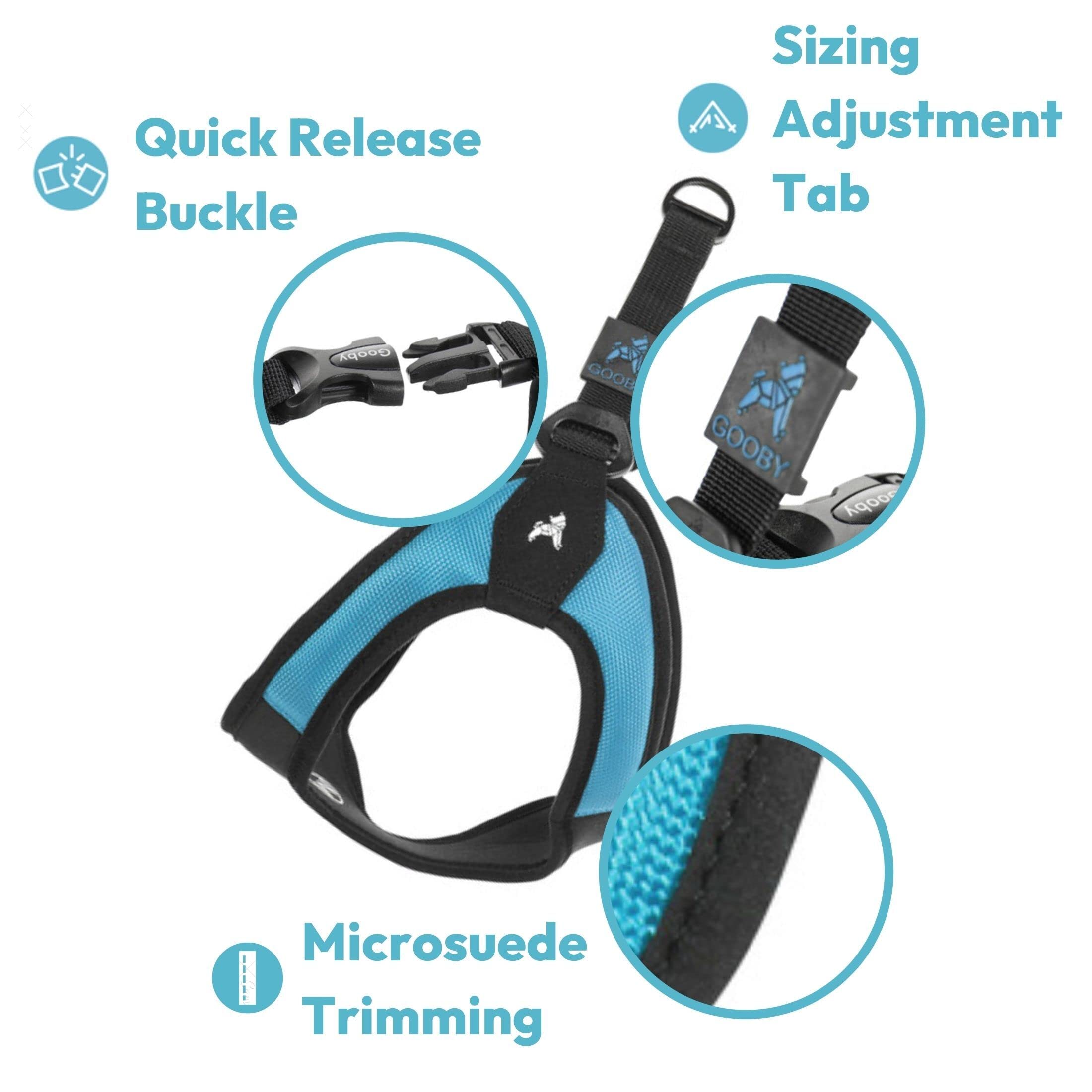 Gooby Escape Free Easy Fit Harness blue small machine washable label close-up