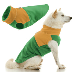 Gooby fleece vest two-tone green front view, highlighting warm, lightweight dogwear.