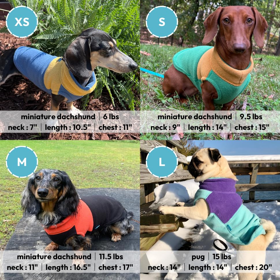 Gooby fleece vest two-tone green on dog during walk, demonstrating easy pull-on design.