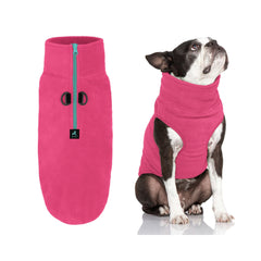 Gooby Half Zip Vest Pink front view offers warm, cozy comfort for small to medium dogs