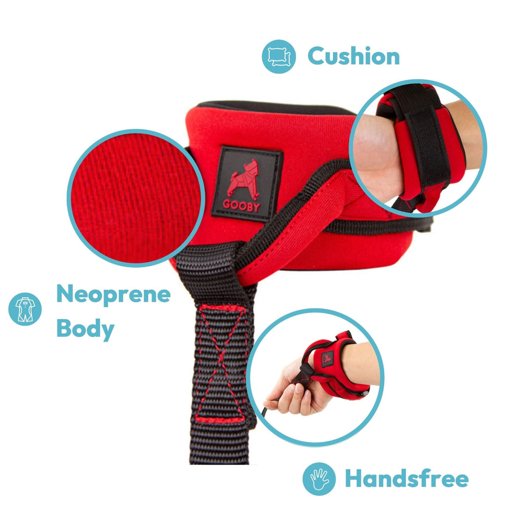 Close-up of Gooby neoprene wrist band handle showing soft padding for comfort.