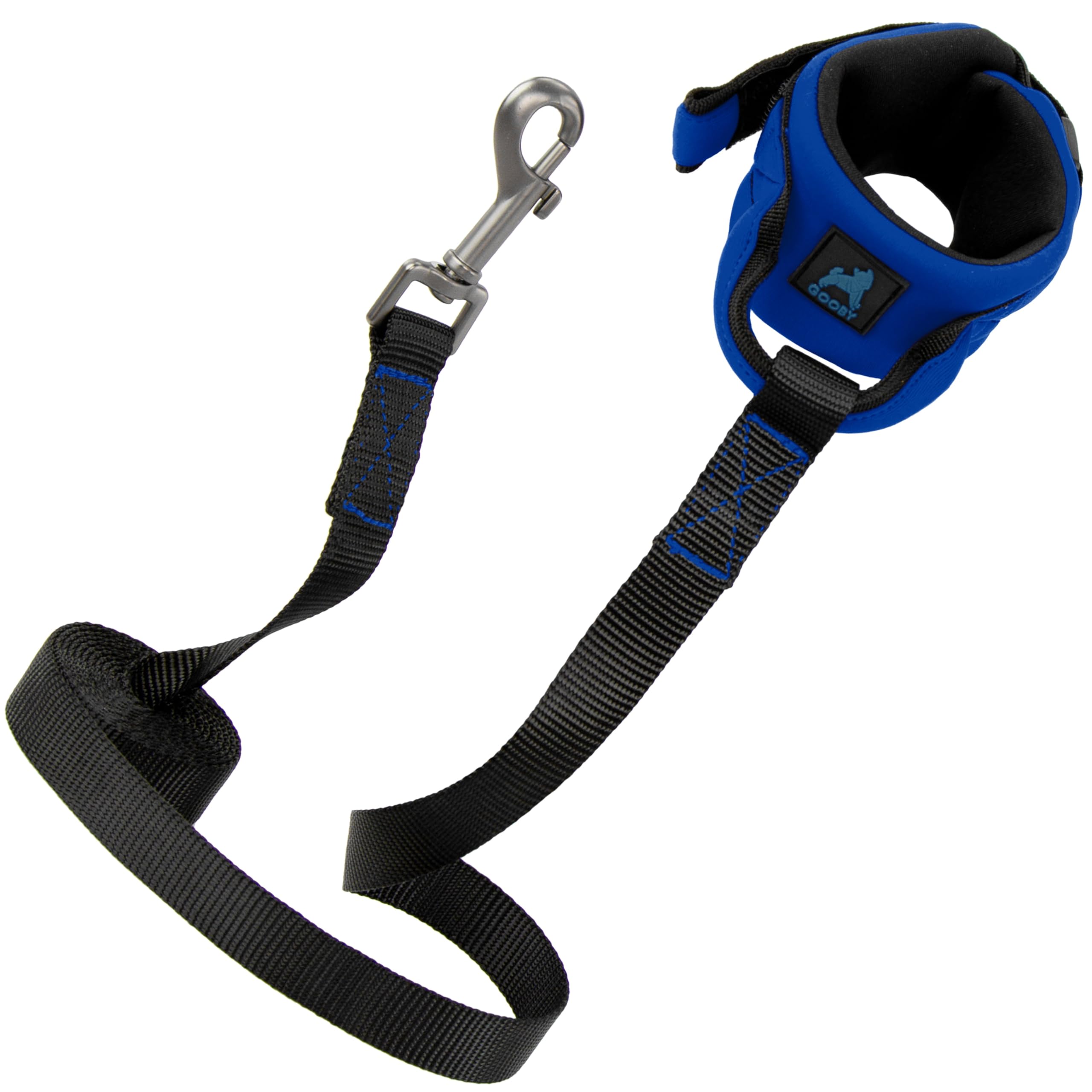 Gooby neoprene wrist band leash blue with cushioned comfort for long, hands-free walks.