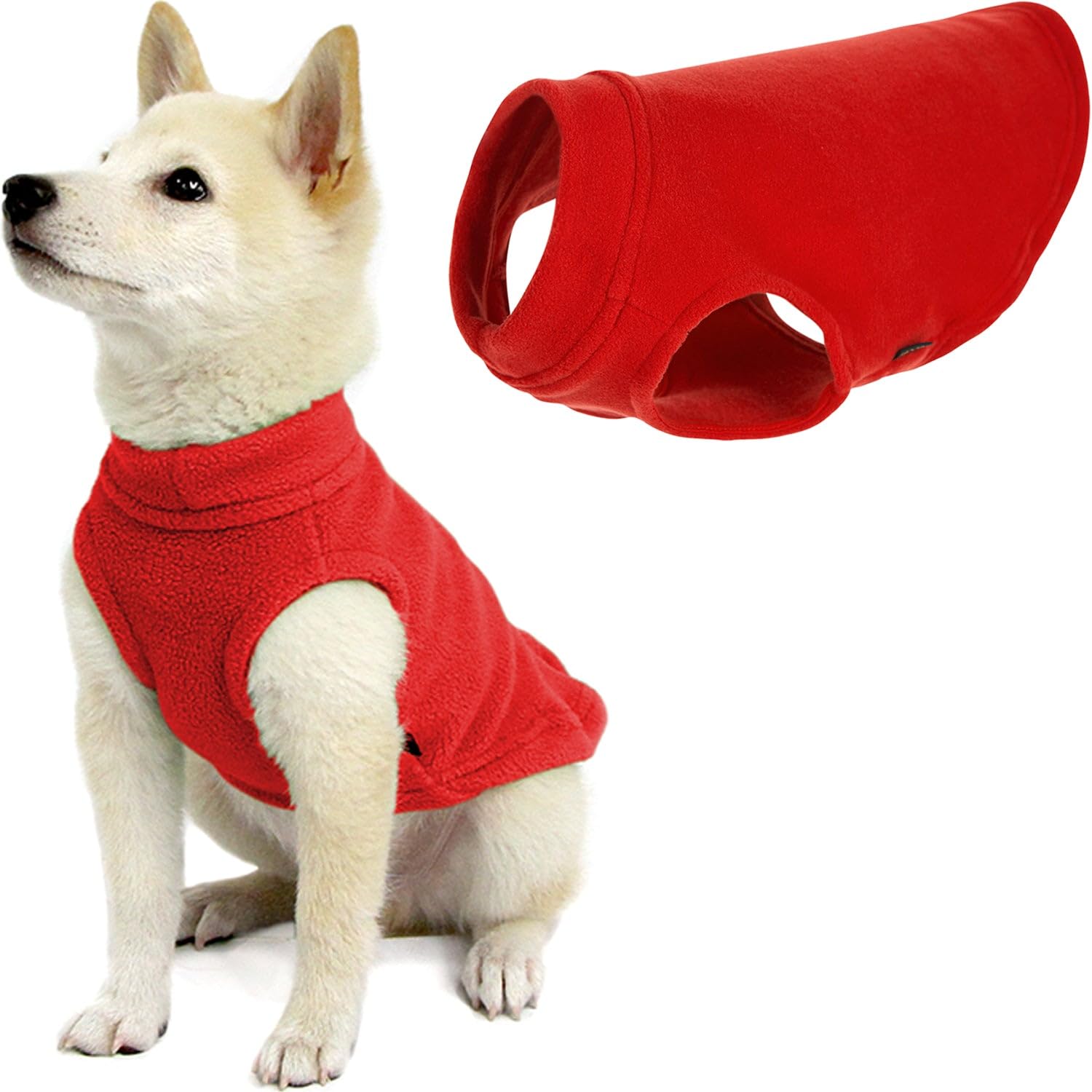 Gooby Stretch Fleece Vest red front view shows snug, warm fit