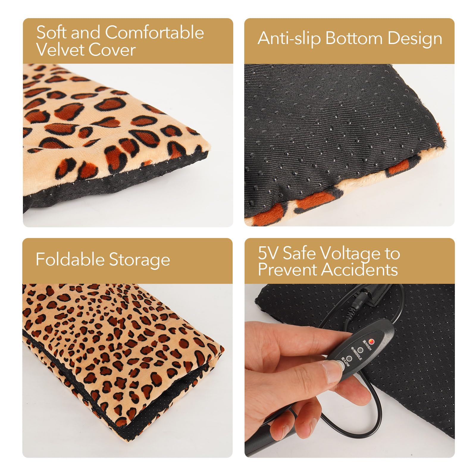 GooCare washable-wires close-up indicates machine-washable heating wires for easy care