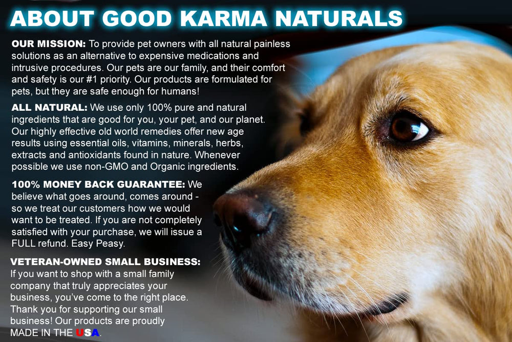 GOOD KARMA NATURALS 30ml bottle ready for at-home canine wart care.