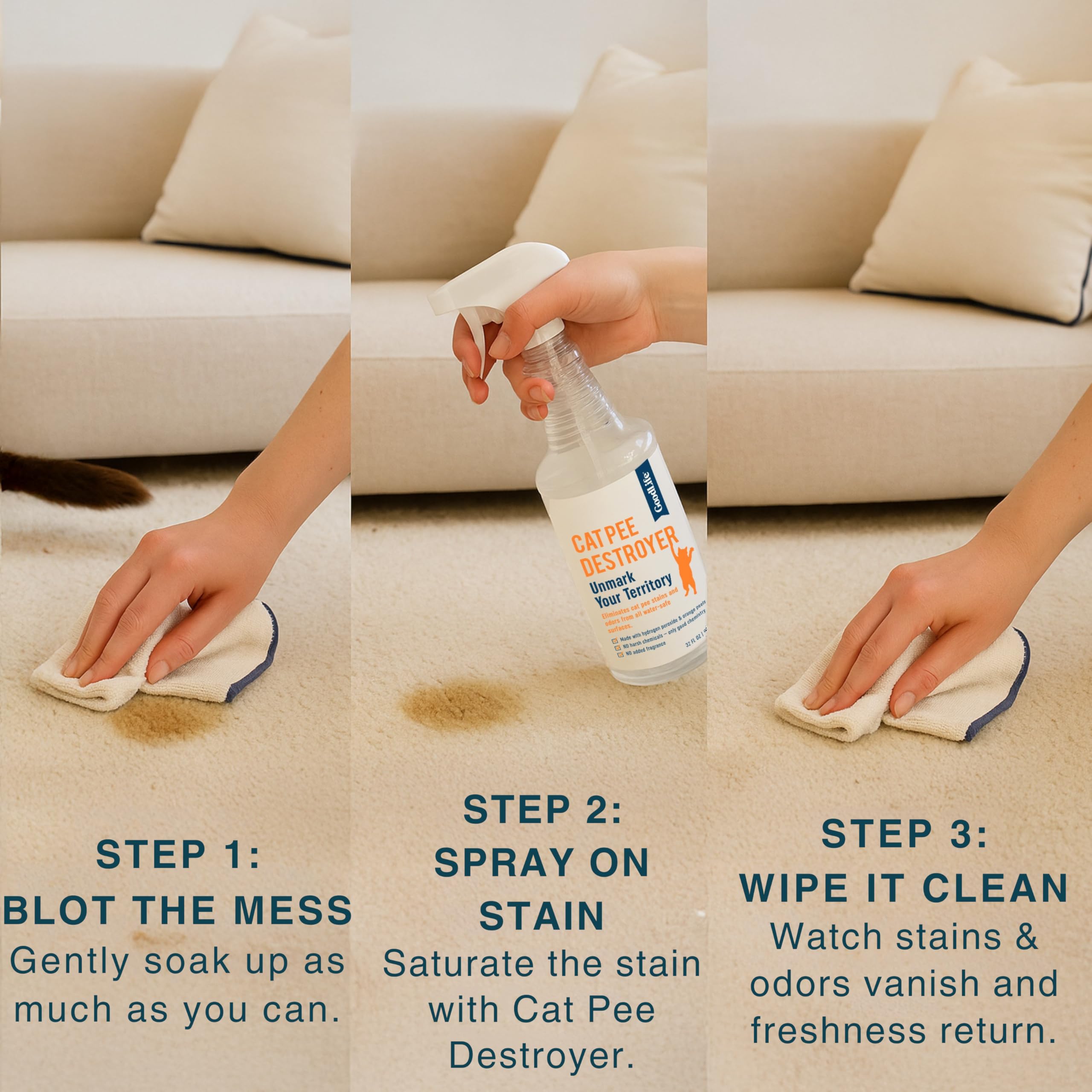 Good Life Solutions Cat Pee Destroyer citrus-deterent scent helps deter pets while freshening rooms